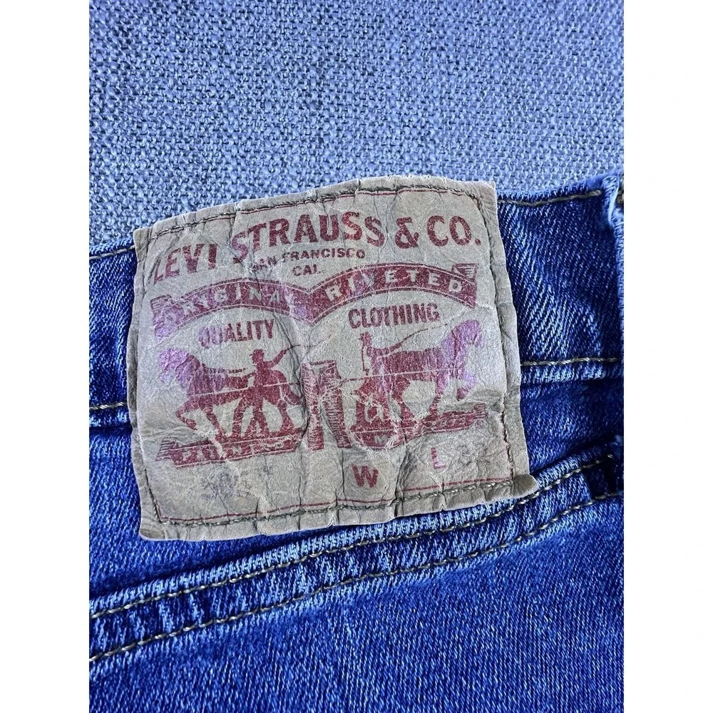 Levi's 505 Jeans Men 34x32 Straight Blue Medium Wash Biker Cowboy Rodeo